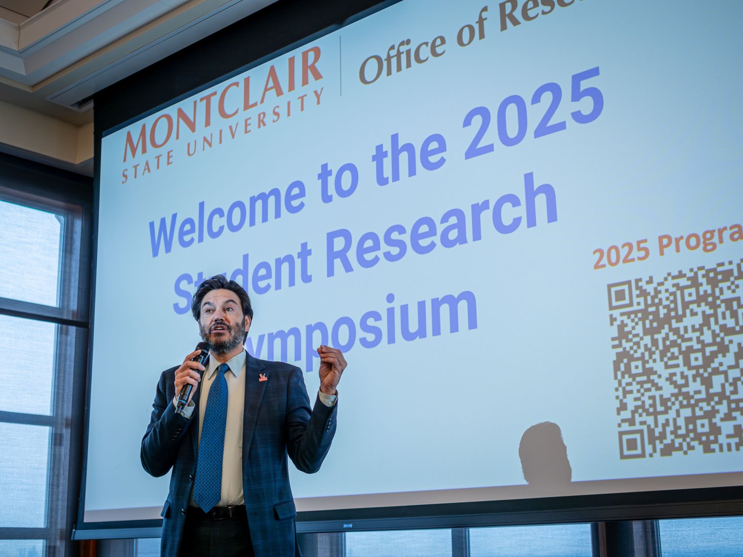 President Koppell presenting at Student Research Symposium