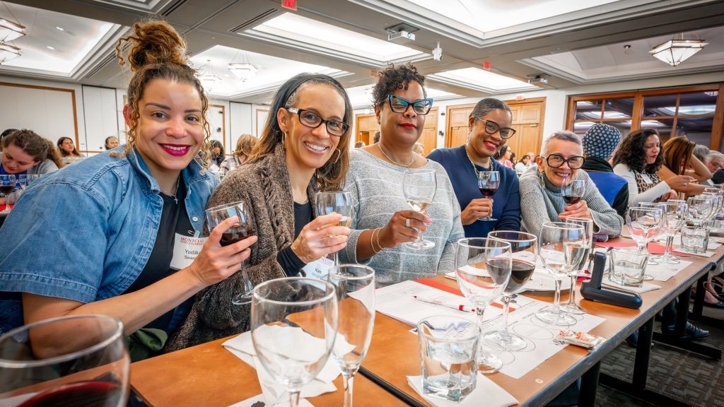 alumni at the wine tasting