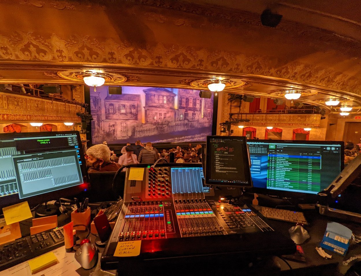 Tech station at the back of Alexander Kasser Theater looking at the stage