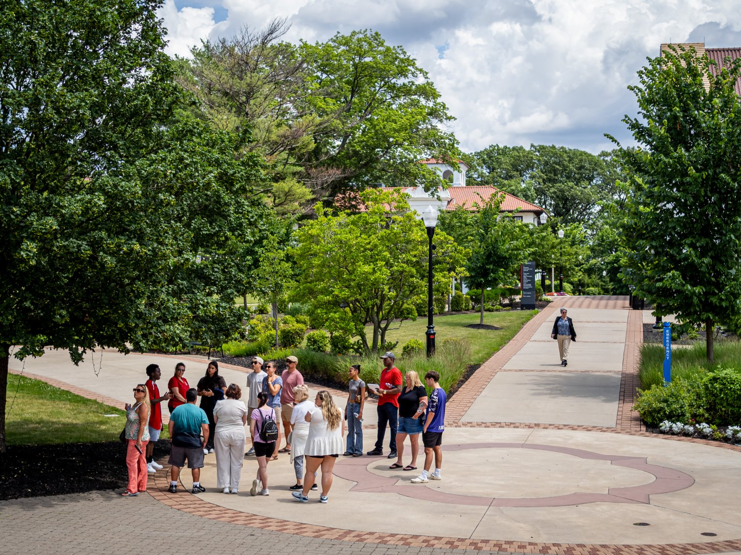 Group of visitors on a campus tour