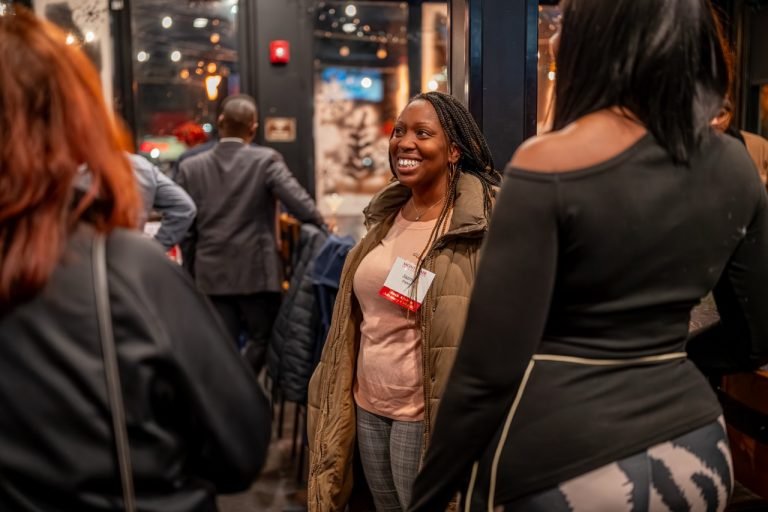 affinity group members at a holiday social 