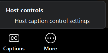 Zoom Host controls captions setting