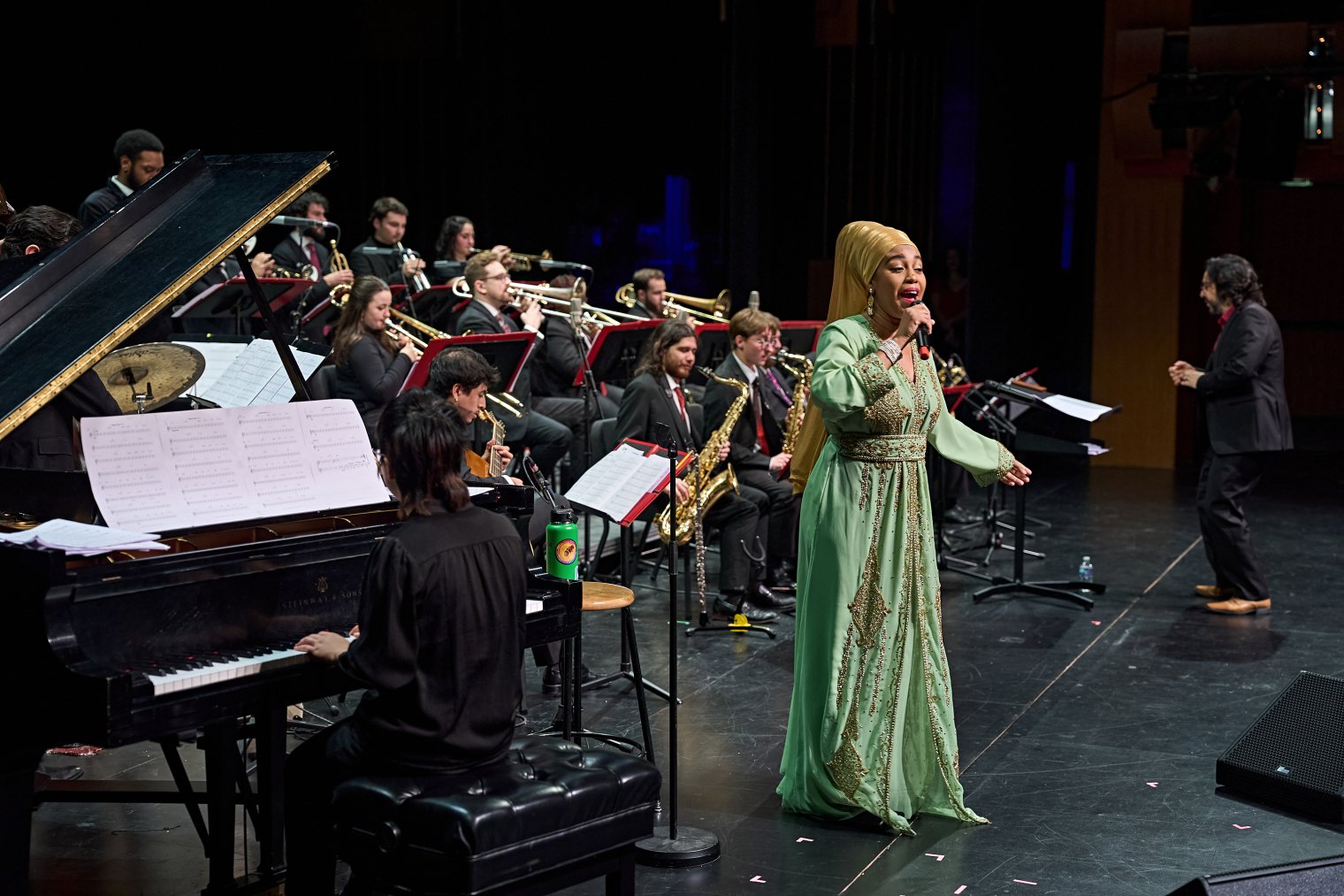 Jazzmeia Horn performing with the University Jazz Ensemble