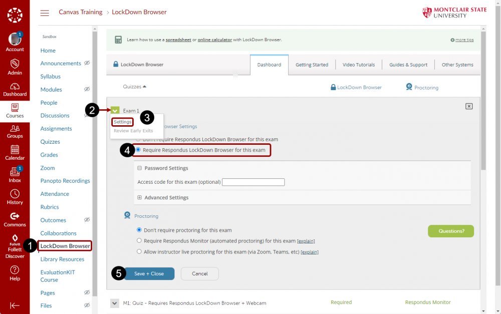 LockDown browser dashboard