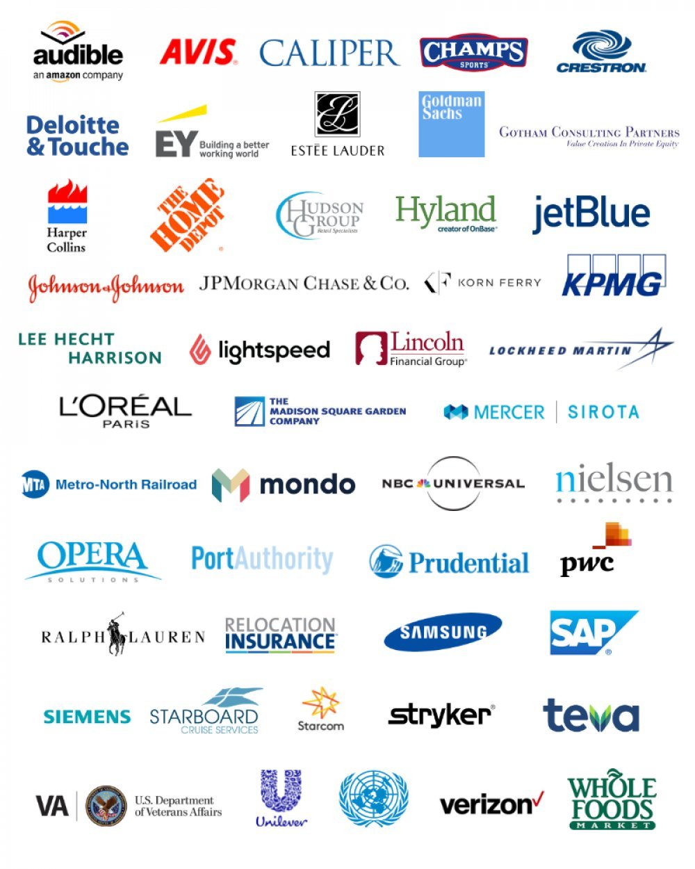 Logos of organizations which students work or intern at