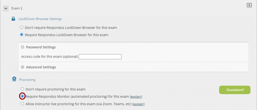 Lockdown Browser settings