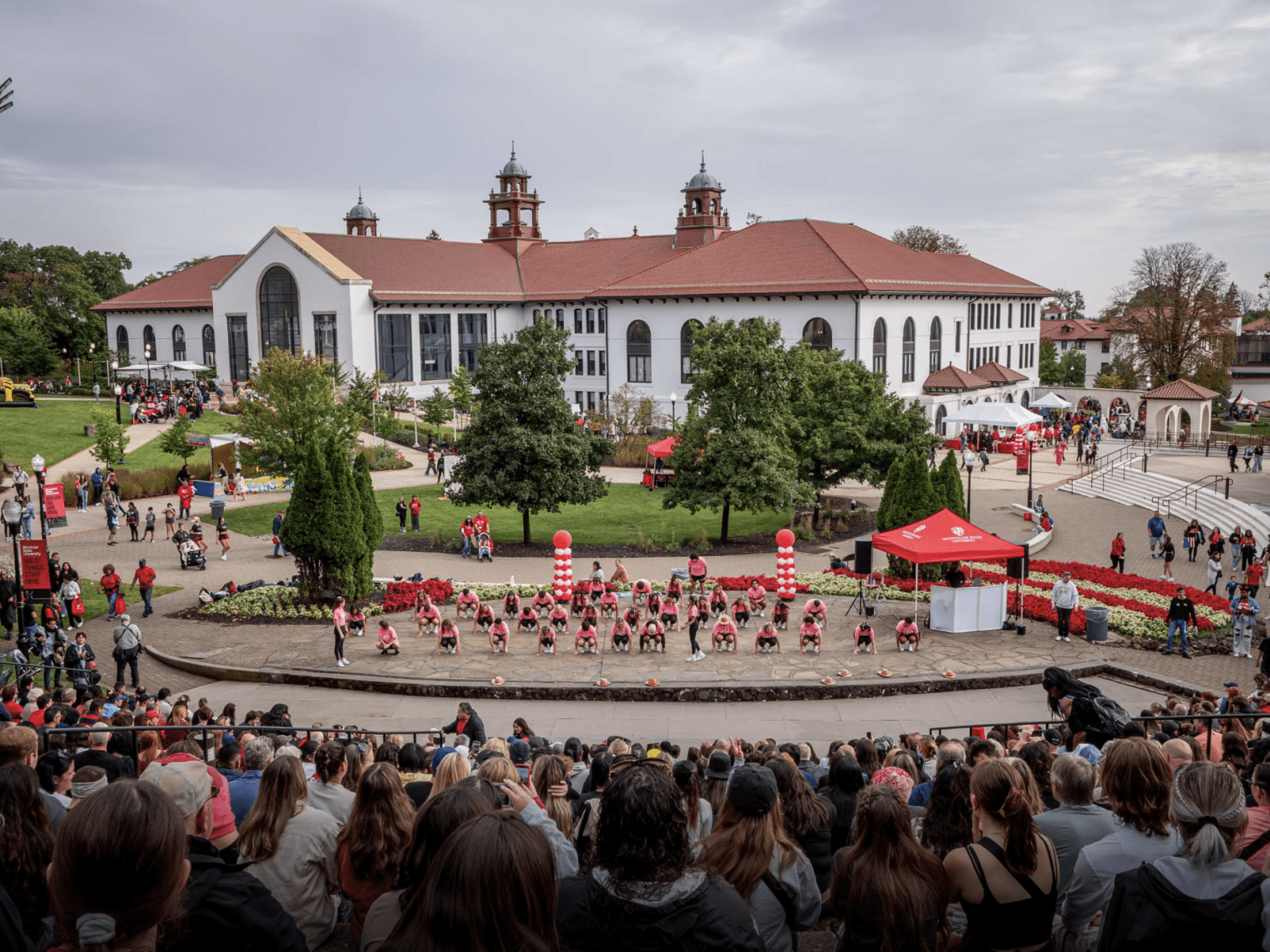 students performing at homecoming