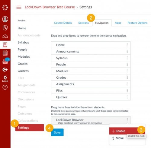 Lockdown Browser settings