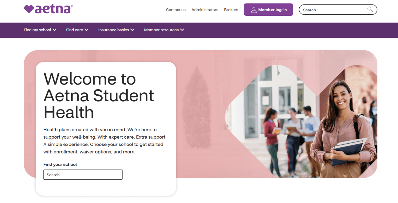 A screenshot of the aetna website showing the log in page.