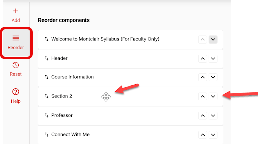 Simple Syllabus Reorder button