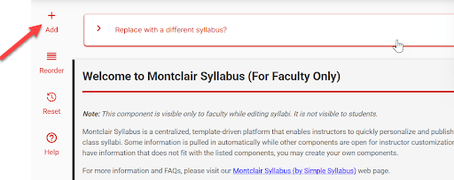 Simple Syllabus +Add button