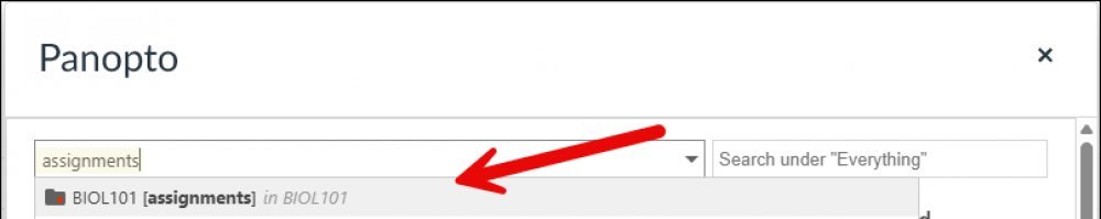 Search for assignment in Panopto