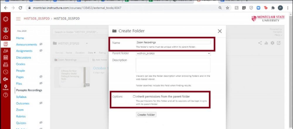 create new folder page