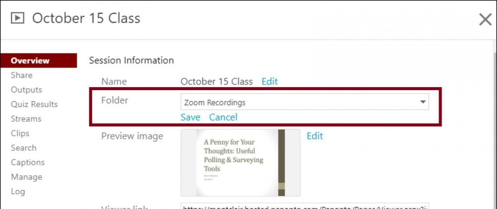 assigning recording to folder