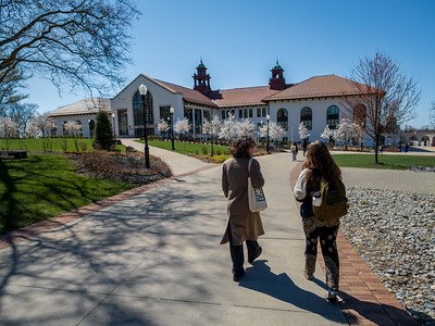 walking towards cole hall