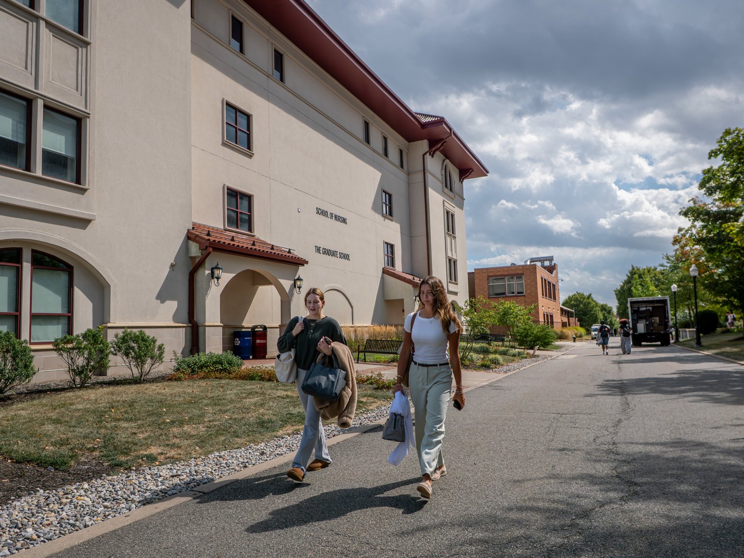 Two students walking