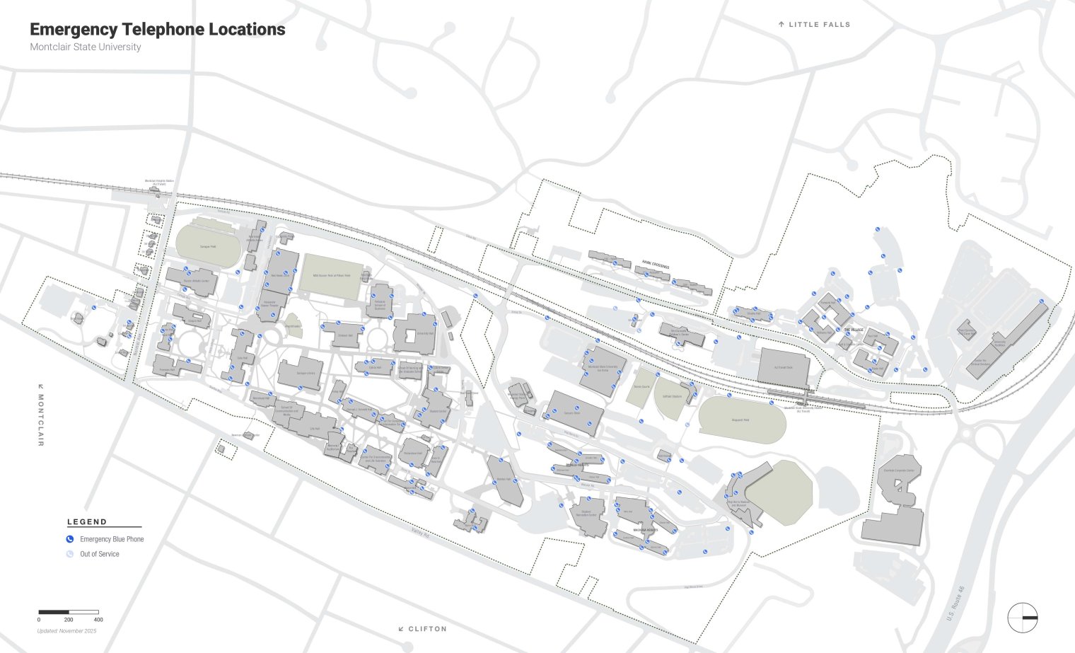 Montclair Campus Emergency Phones Map