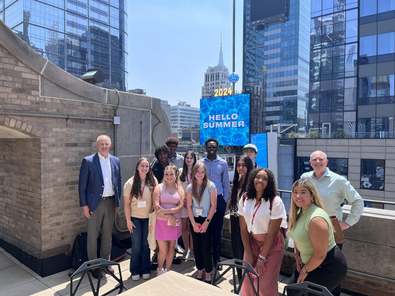 The 2024 Montclair Pre-College Social Media Success Program visited Thatcher + Co., which included an incredible view overlooking Times Square where the New Year's Eve ball drops.