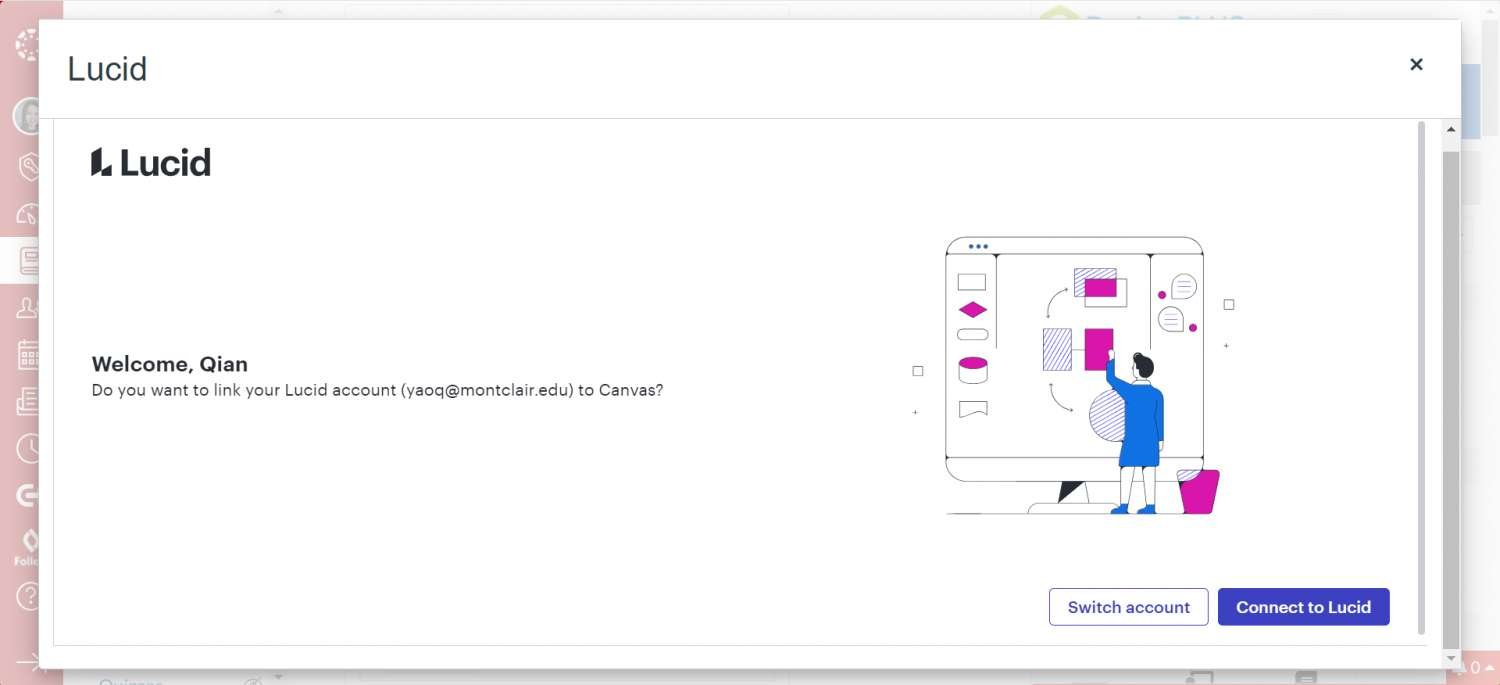 Welcome page welcoming user to link their Lucid account to Canvas.