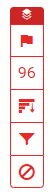 Similarity Layer Options toolbar with a notification flag at the top, followed by percentage of match overview, sources, filter, and excluded icons.