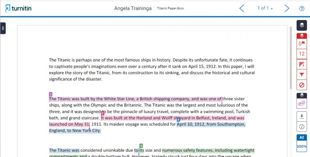 Assignment with highlighted sections for similarity report 