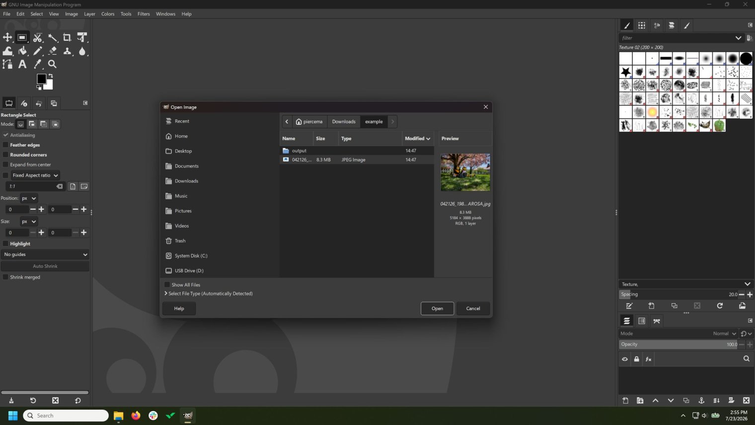 Screenshot of GIMP