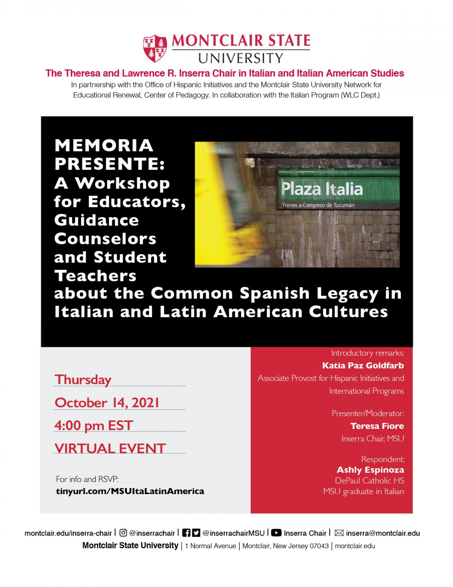 A flyer for "Memoria Presente"