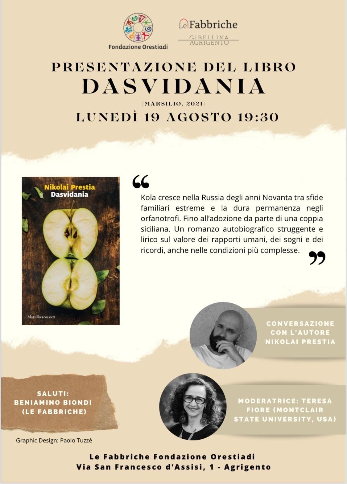 A flyer for "Presentaione Del Libro Dasvidania"