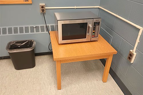 microwave in lower level of library