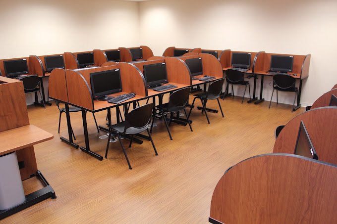 Room with desks and chairs