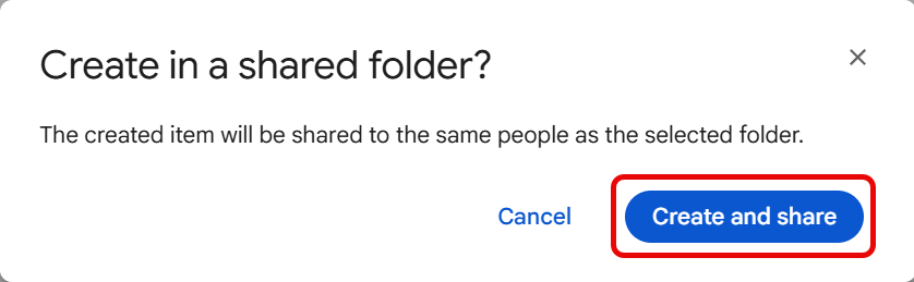 Create and Share button