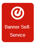 Red button with the text "Banner Self-Service" below it.