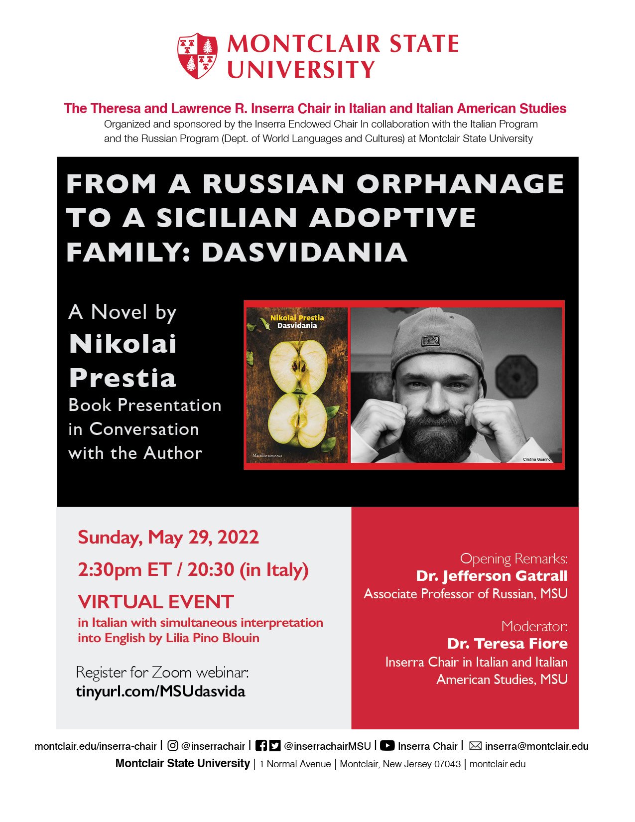 A flyer for "From a Russian Orphanage to a Sicilian Adoptive Family: Dasvidania"