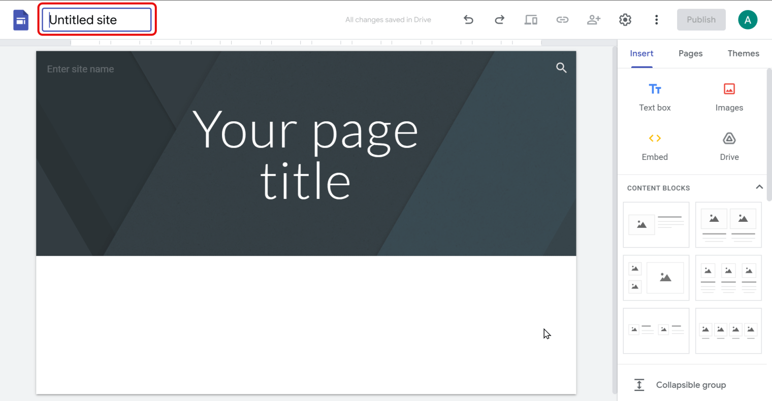 Enter a name for GSite