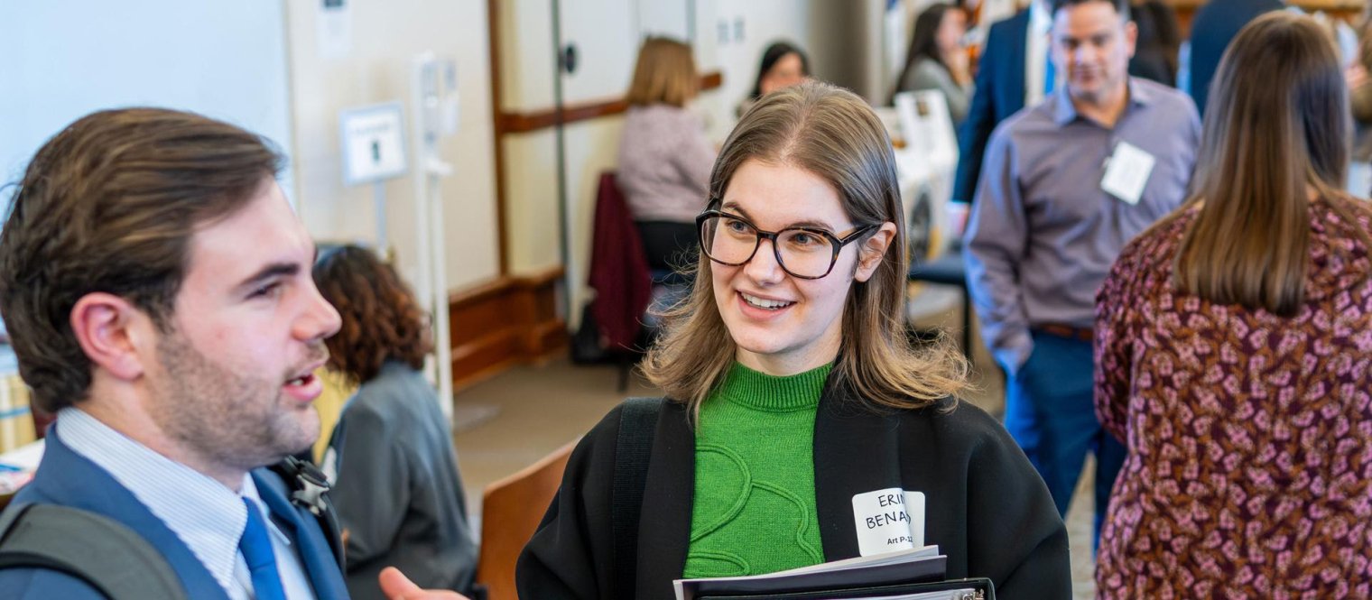 Students attend a career fair.