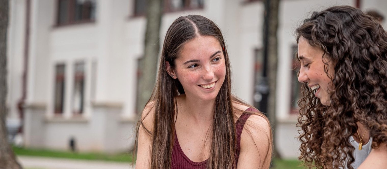 Students hang out on campus.