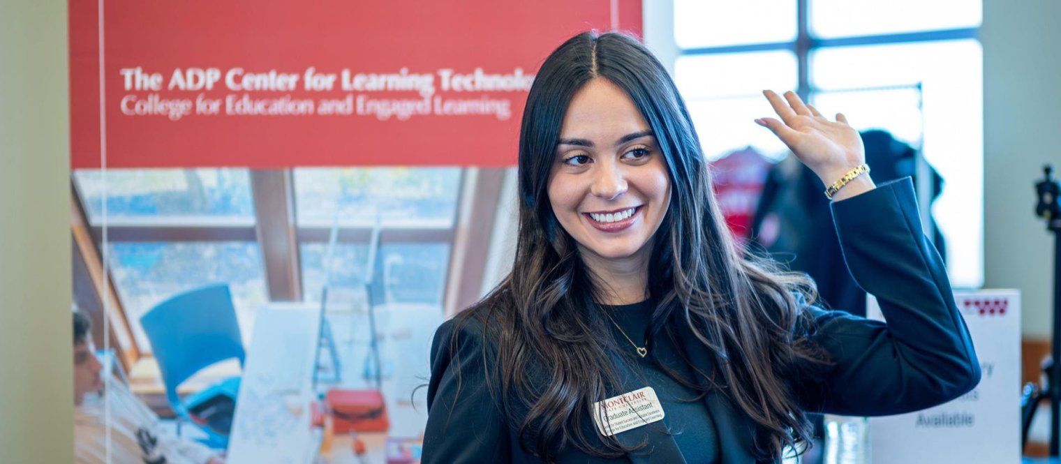 Student attends a campus career fair.