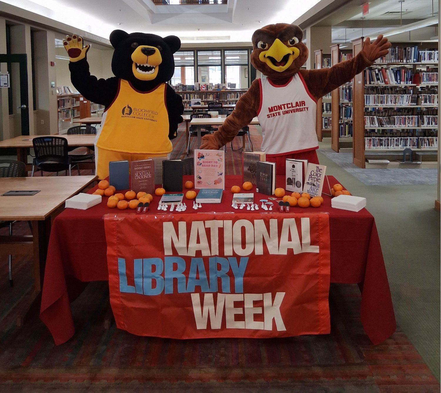 deacon and rocky at national library week table