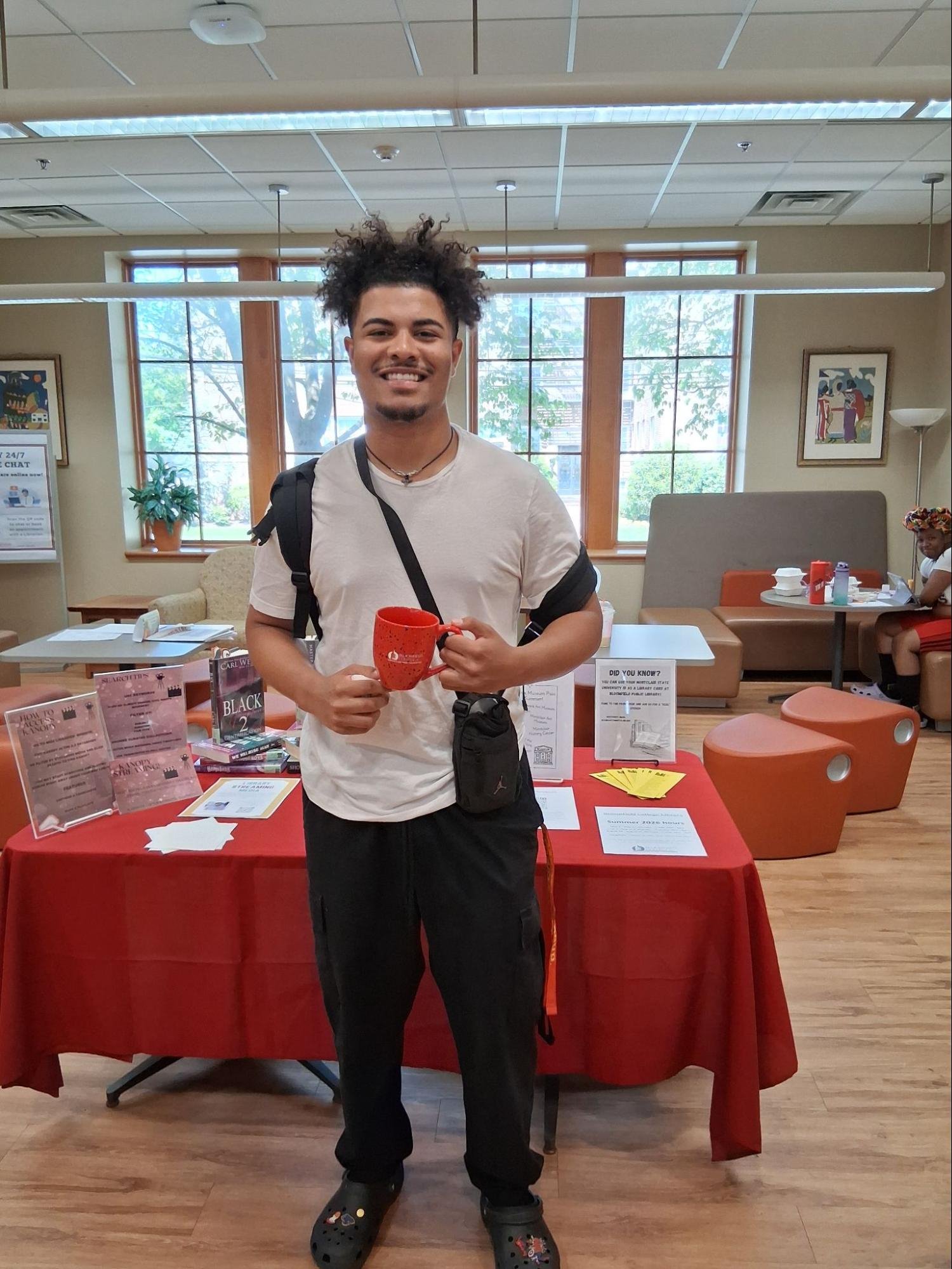 student in the library