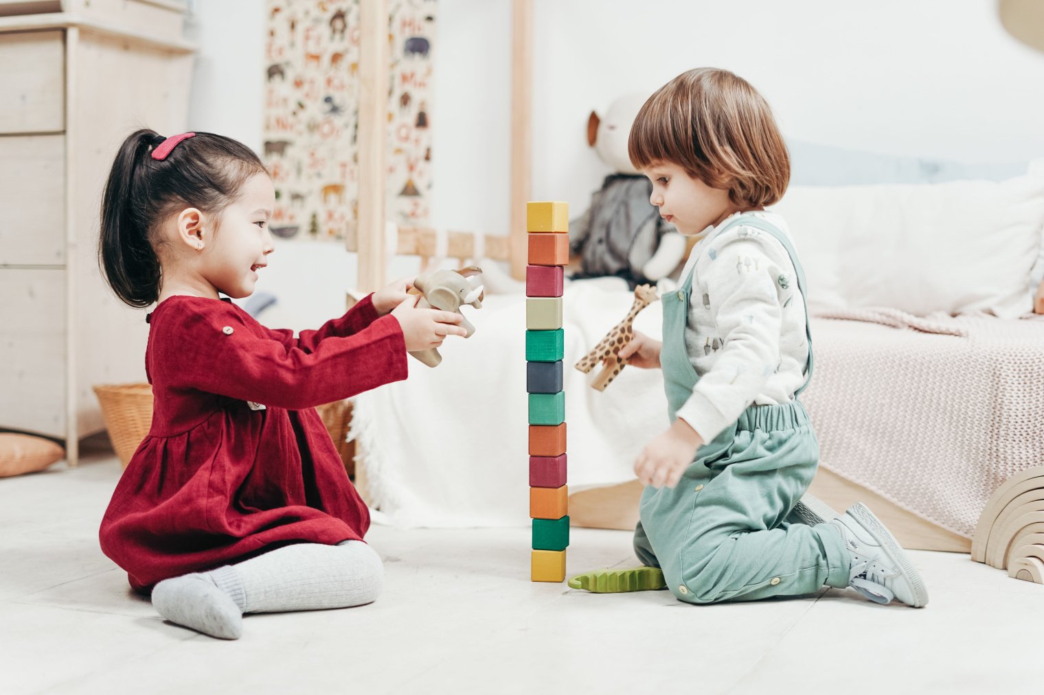 children playing with blocks