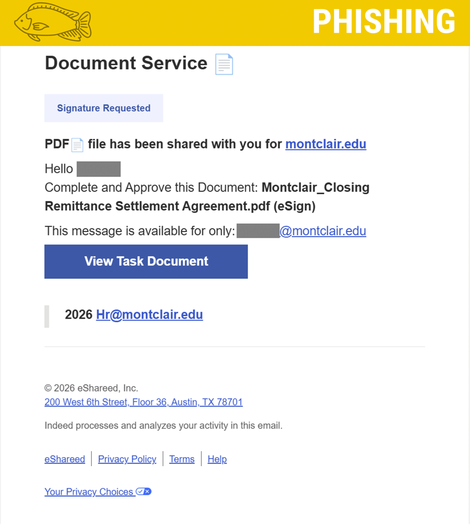Screenshot of a phishing email regarding remittance.