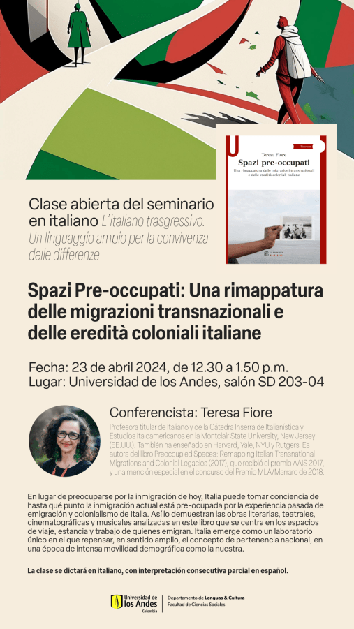 A flyer for "Clase abierto del seminario en italiano"