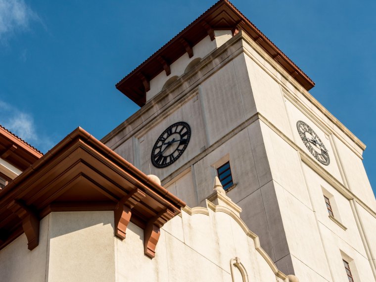 low angle view of the clocktower