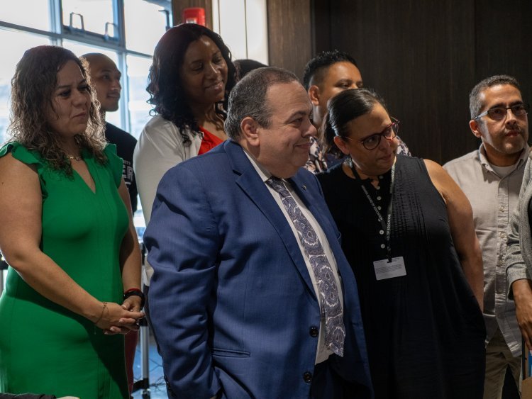 Roger León, Newark Board of Education Superintendent, attended to address the graduating cohort. Cohort 3 presented Mr. León with a gift to commemorate his unwavering support for the success of the program and its participants. Mr. León is a Montclair State University alumnus and earned his Master of Arts in Administration and Supervision. He has been critical in creating and sustaining district-university partnerships for teacher preparation, leadership preparation, and professional development.