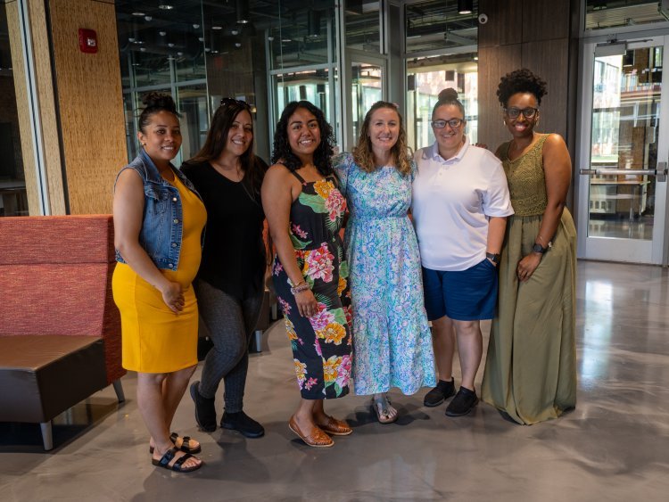Cohort 4, from left to right: Julissa Estrella, Elizabeth Jimenez, Mychell Ferreira, Elizabeth McClachrie, Jessica Gomes-Martinho, Kristen Holmes
