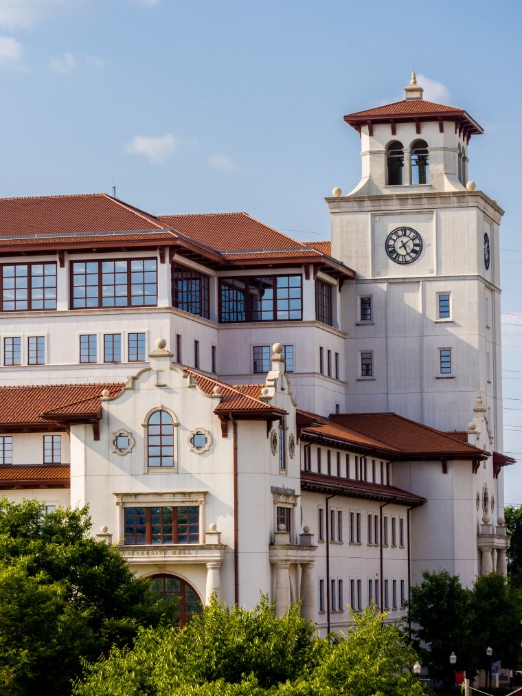 high view of University Hall