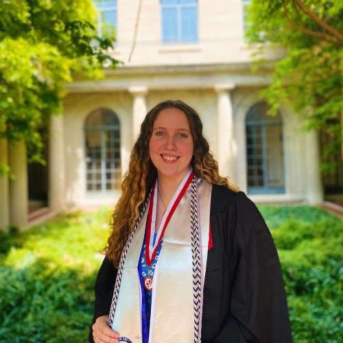 Headshot of Sara Duricko in undergraduate montclair regalia