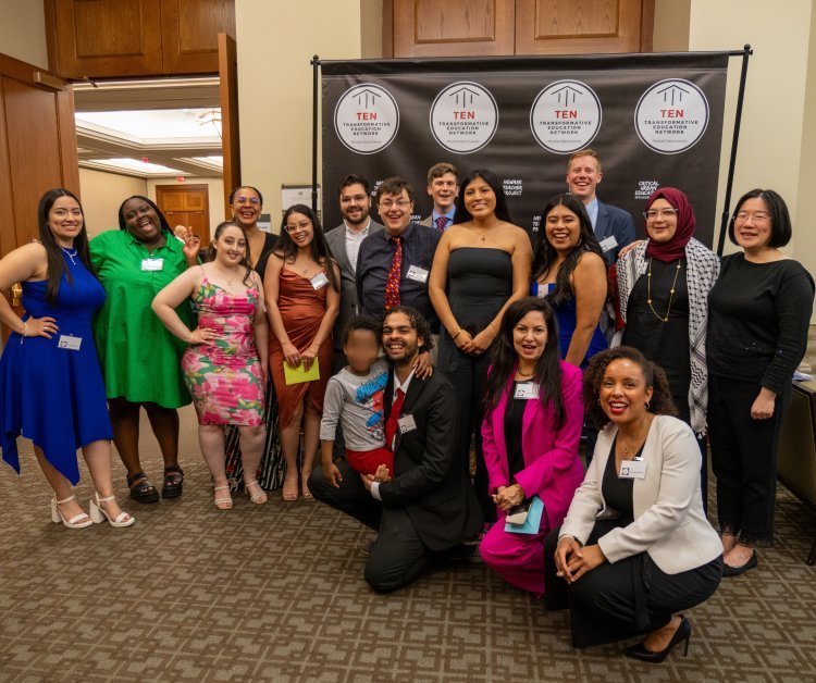 Cohort 3 poses for a group shot with Dr. Tanya Maloney and Dr. Bree Picower, Co-Directors of the Transformative Education Network.
