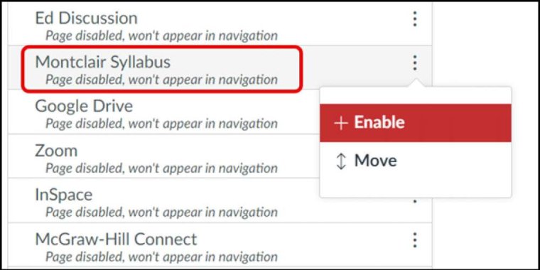 Montclair Syllabus +Enable Button