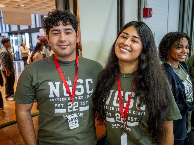 Two next generation service corps students posing for picture on day of service